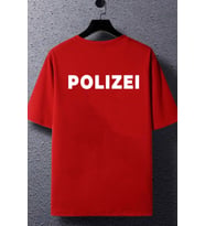 Unisex Polizei Baskılı T-shirt (Kırmızı)