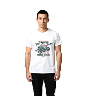 Erkek Vintage Motosiklet Baskılı Tişört %100 Pamuk Rahat Kesim Günlük Giyim Kanat Motif Modern Şık