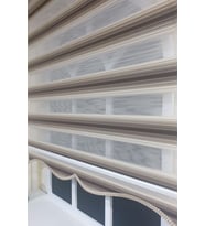 StorBurada Kahverengi Geniş Plise Zebra Stor Renk Geçişli Etek Dilimli 484