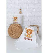 Pia Baby Premium %100 Pamuk Çift Kat Penye Battaniye ve Yastık Kılıfı Yenidoğan Erkek Bebek Hediyesi 5003-10 (Ekru)