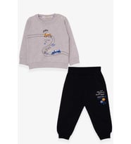 Breeze Erkek Bebek Eşofman Takımı Yarış Temalı 9 Ay-3 Yaş, Bej Melanj