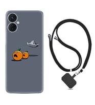 Tecno Spark 9T Kılıf Resimli Boyun Askılı İpli Desenli Silikon Orange Escape 1374