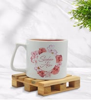 BK Gift Kişiye Özel Çiçek Tasarımlı Middle Beyaz Kupa Bardak Model 2