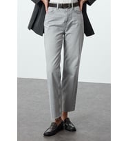 Stil Kadın Moda Denim Kot Pantolon Uzun Boru Paça Gri Yüksek Bel Straight Jeans