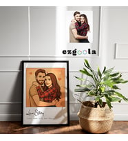 Ezgoola / Kişiye Özel Tablo / Love Story / Kişiye Özel Çift İllüstrasyon Poster / Sevgiliye Hediye / Karikatür Portre / Sevgili Tablo