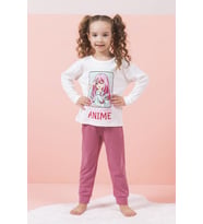 Anime Desenli Kız Çocuk Pijama Takımı