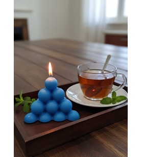 BONCUK PİRAMİT HEDİYELİK DEKORATİF OKYANUS KOKULU SOYA WAX MUM (MAVİ RENKLİ)