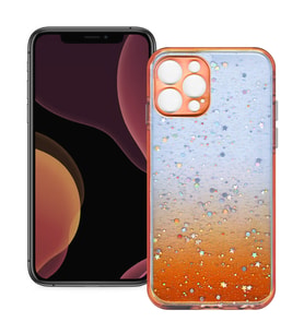 Apple iPhone 12 Pro Max Simli Şeffaf Sert Slikon Kılıf (Turuncu)