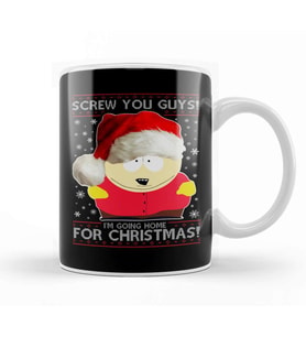 South Park Cartman Screw You Guys Christmas Knit Pattern Kupa Bardak Porselen