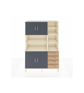 Hyperion Dolap 9 Raflı 4 Çekmeceli 4 Kapaklı 132x44x195 Aytaşı-Antrasit/Çam