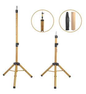 Kuaför Eğitim Mankeni İçin Metal Tripod / Simli Gold + Taşıma Çantası