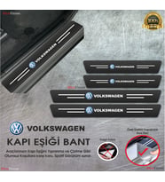 Volkwagen  Logolu Karbon Kapı Eşiği Koruyucu Suni Deri 4'lü Set