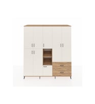 Kronos Dolap 12 Raflı 2 Çekmeceli Tek Askılı 220x59x243 Çam-Aytaşı/Çam