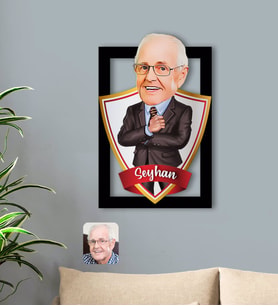 BK Gift Kişiye Özel İsimli Dede Karikatürlü 3D Ahşap Tablo-1
