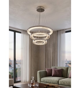 LZY Avize Store Kristal 3’lü Halka Avize Modern Salon, Yemek Masası, Mutfak, Antre Çocuk Odası Aydınlatma (Siyah)