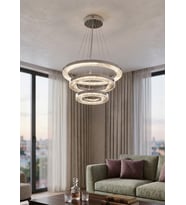 LZY Avize Store Kristal 3’lü Halka Avize Modern Salon, Yemek Masası, Mutfak, Antre Çocuk Odası Aydınlatma (Siyah)