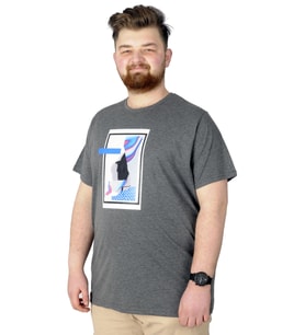 Mode XL Büyük Beden Tshirt Baskılı Flu 22152 Antramelanj