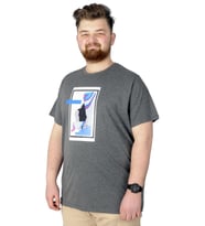 Mode XL Büyük Beden Tshirt Baskılı Flu 22152 Antramelanj