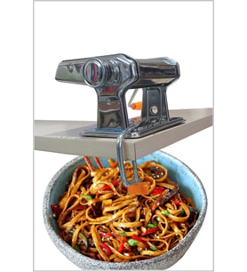 Full Paslanmaz Çelik İtalyan Makarna Erişte Hamur Spagetti Ravolli Lazanya Mantı Açma Kesme Makinesi (Gümüş)