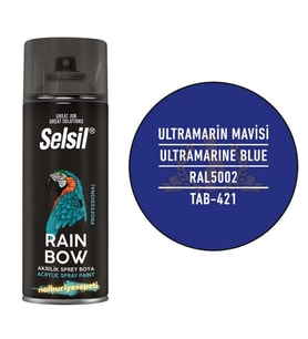 Selsil Rainbow Akrilik Sprey Boya ULTRAMARİN MAVİ 400 ml. - RAL5002