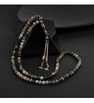 Hint Akiği Doğal Taş Tesbih 99luk - 6mm (Çok Renkli)
