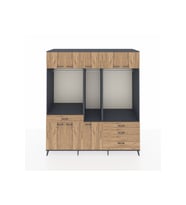 Kronos Dolap 8 Raflı 4 Çekmeceli 3 Askılı 220x59x243 Antrasit-Çam/Çam