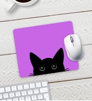 Mor Renk Kedi Baskılı Mouse Pad 23x19cm Fare Altlığı Kaydırmaz Taban