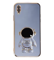 Nihcase Samsung Galaxy A10 Kılıf Kamera Korumalı Astronot Desenli Standlı Silikon Mavi