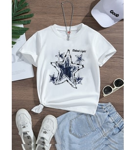 Unisex Eteinal Light Baskılı PamukluTshirt (A.Beyaz)