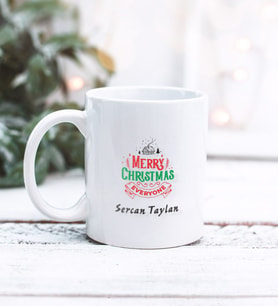 Kişiye Özel Merry Christmas Tasarımlı Kupa Bardak (Beyaz)