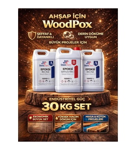 Woodpox 30kg Ahşap Şeffaf Epoksi Reçine (YÜKSEK DÖKÜM) 3 Cm Sürpriz Hediye