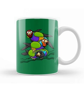 Gouldian Finches Tower Kupa Bardak Porselen
