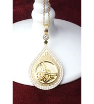 Turalı Kolye Zirkon Taşlı Silver Gümüş Zincir 925 Ayar Kolye (Gold)