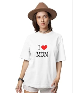 Unisex Bisiklet Yaka Baskılı Oversize T-Shirt - Beyaz