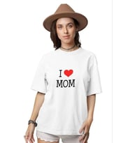 Unisex Bisiklet Yaka Baskılı Oversize T-Shirt - Beyaz