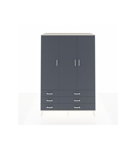 Kronos Dolap 5 Raflı 6 Çekmeceli Tek Askılı 132x59x195 Aytaşı-Antrasit/Antrasit