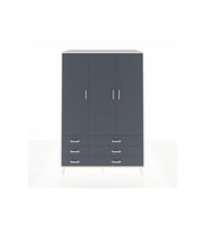 Kronos Dolap 5 Raflı 6 Çekmeceli Tek Askılı 132x59x195 Aytaşı-Antrasit/Antrasit