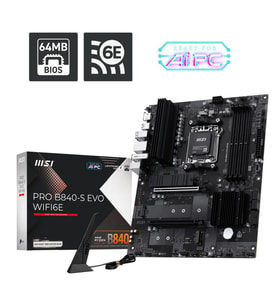 MSI PRO B840-S EVO WIFI6E AM5 DDR5 8000MHZ(OC) HDMI 3X M.2 USB 10GBS 2.5G LAN WI-FI 6E ATX