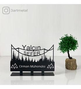 Orman Mühendisi Masaüstü isimlik - Kişiye Özel Metal İsimlik - Hediye Ofis İsimlik