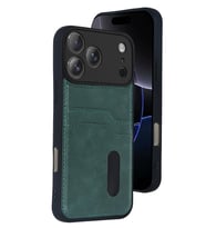 Newface Apple iPhone 17 Pro Sara Kartvizitli Deri Kılıf - Yeşil