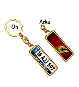 Kişiye Özel Ferrari Vip Logo Tema Plaka Anahtarlık (Altın)