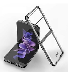 Galaxy Z Flip 3 Kılıf Zore Kıpta Metal Görünümlü İnce Kılıf (Siyah)