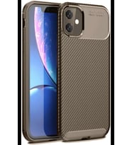 iPhone 11 Kılıf Auto Focus Karbon Kapak - Kahverengi
