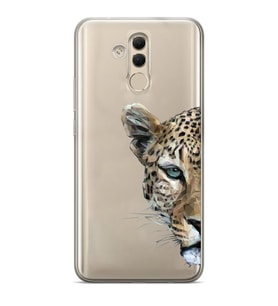 Huawei Mate 20 Lite Uyumlu Kaplan Desenli Şeffaf Telefon Kılıfı