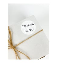 Teşekkür Ederiz Siyah Yazılı 5 Cm Yuvarlak Yapışkanlı Etiket 100 Adet