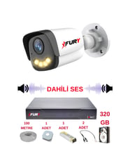 FURY 1 li Sesli Gece Renkli Görüş Güvenlik Kamerası Su Geçirmez Güvenlik Kamerası Seti 5590s 320GB