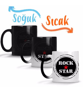 Rock Star Kırmızı Yıldız Sihirli Kupa Bardak Porselen