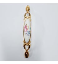 MİRAY 96 mm Metal Gold  porselen çiçek desenli / 5 ADET