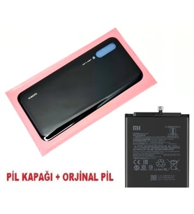 Xiaomi Mi 9 LİTE Arka Kapak Batarya Pil Kapağı + PİL (CAM) SİYAH