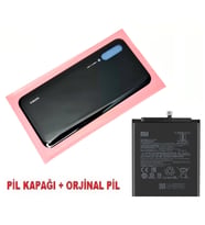 Xiaomi Mi 9 LİTE Arka Kapak Batarya Pil Kapağı + PİL (CAM) SİYAH